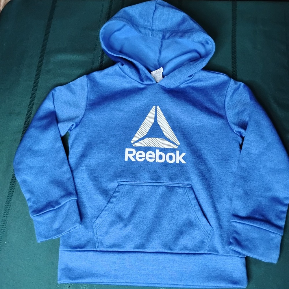 Reebok Logo‎ Blue Hoodie Size Youth Small 6 Pockets -8